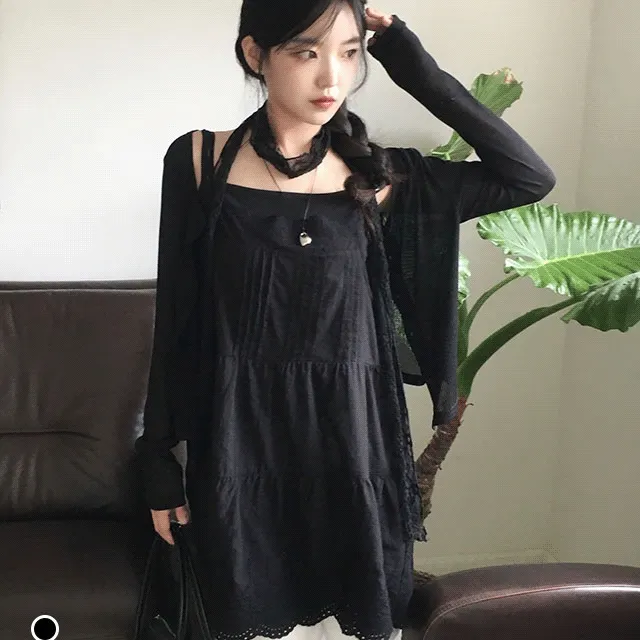 [🖤여름가디건] 온리 시스루 세미 크롭 골지 가디건 (2color)