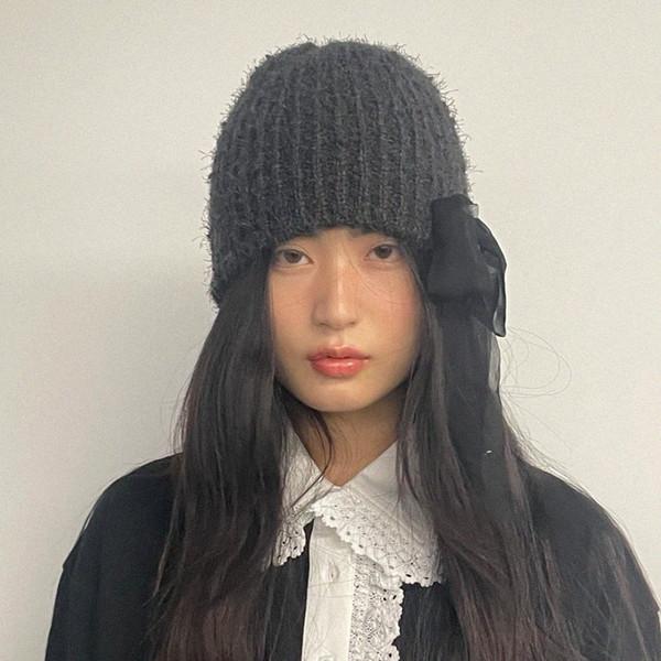 Furry Knit Beanie_Charcoal