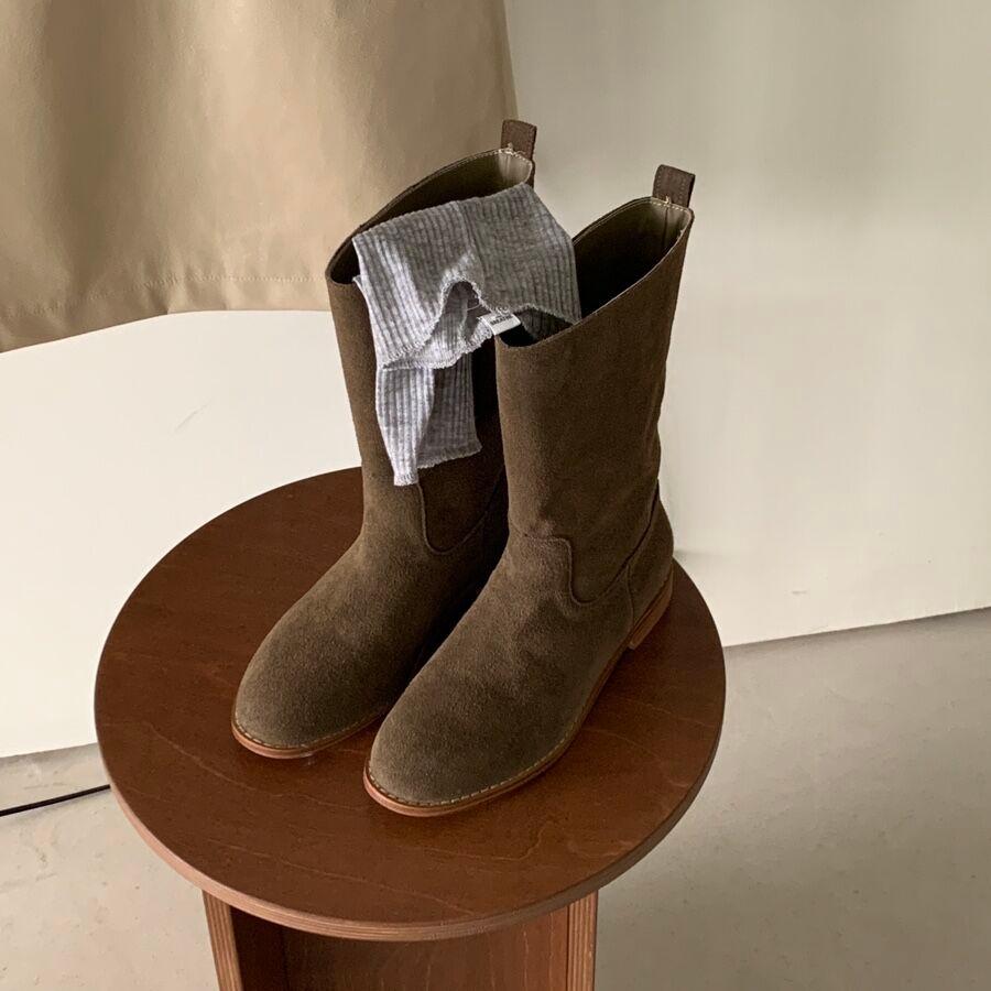 소가죽 미들 부츠