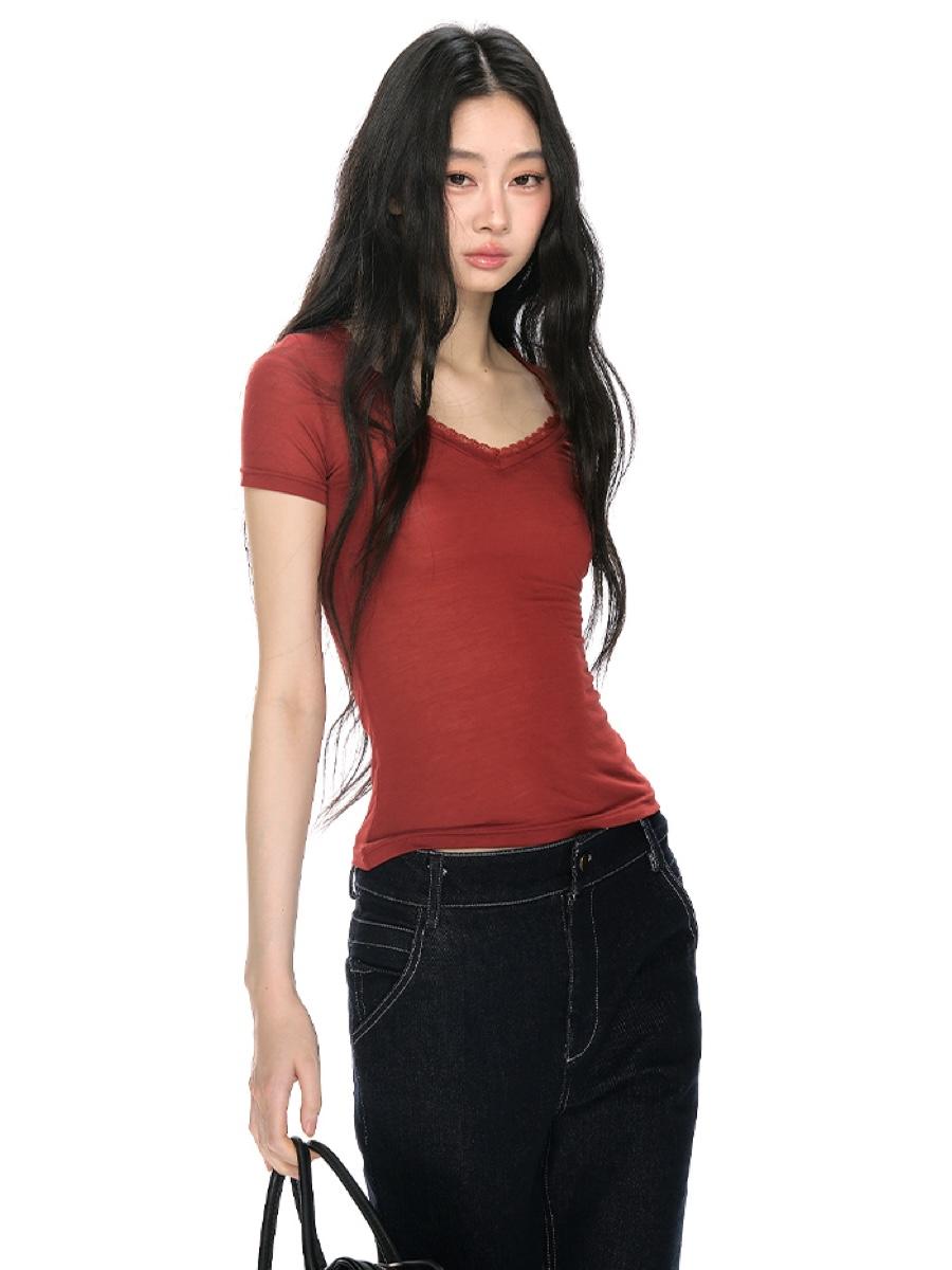 REDBLING Pure Lace Slim T-shirt (2color)