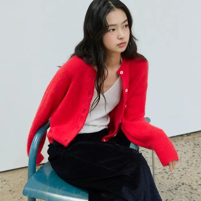 CLOUD WOOL KNIT CARDIGAN APPLE RED