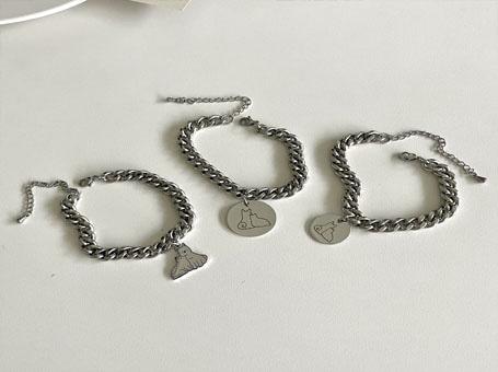 유기견 후원 기부 팔찌 남녀공용 써지컬스틸 체인 팔찌