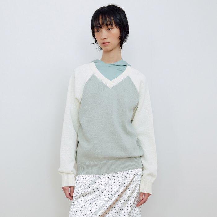 V-NECK FULL OVER KNIT_MINT