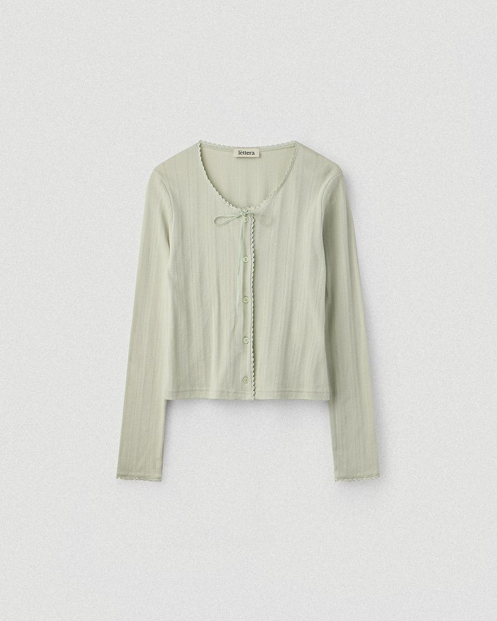 Lace Button Tee_Mint