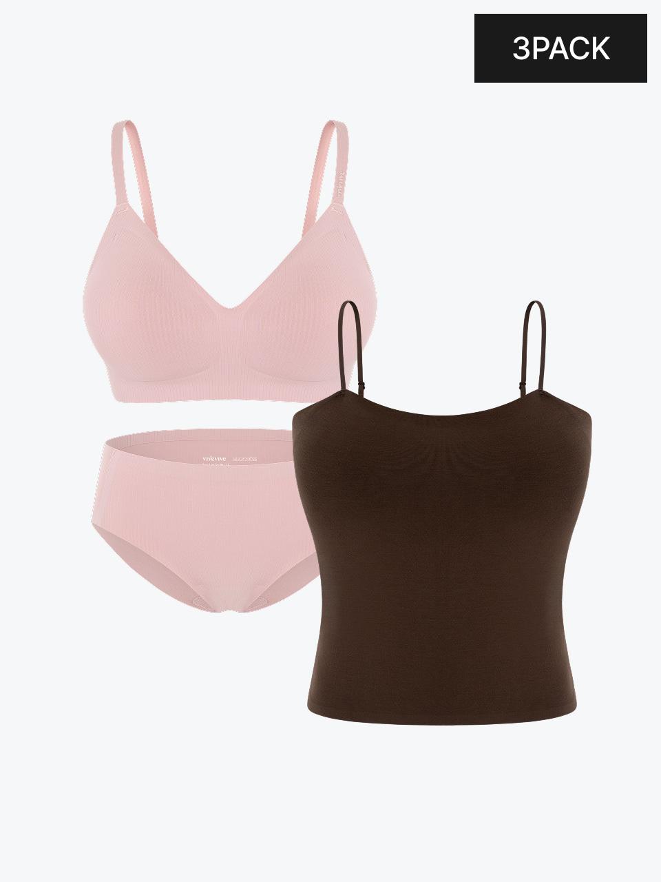[3종 PACK] 프리라인 브라 볼륨&팬티&브라탑