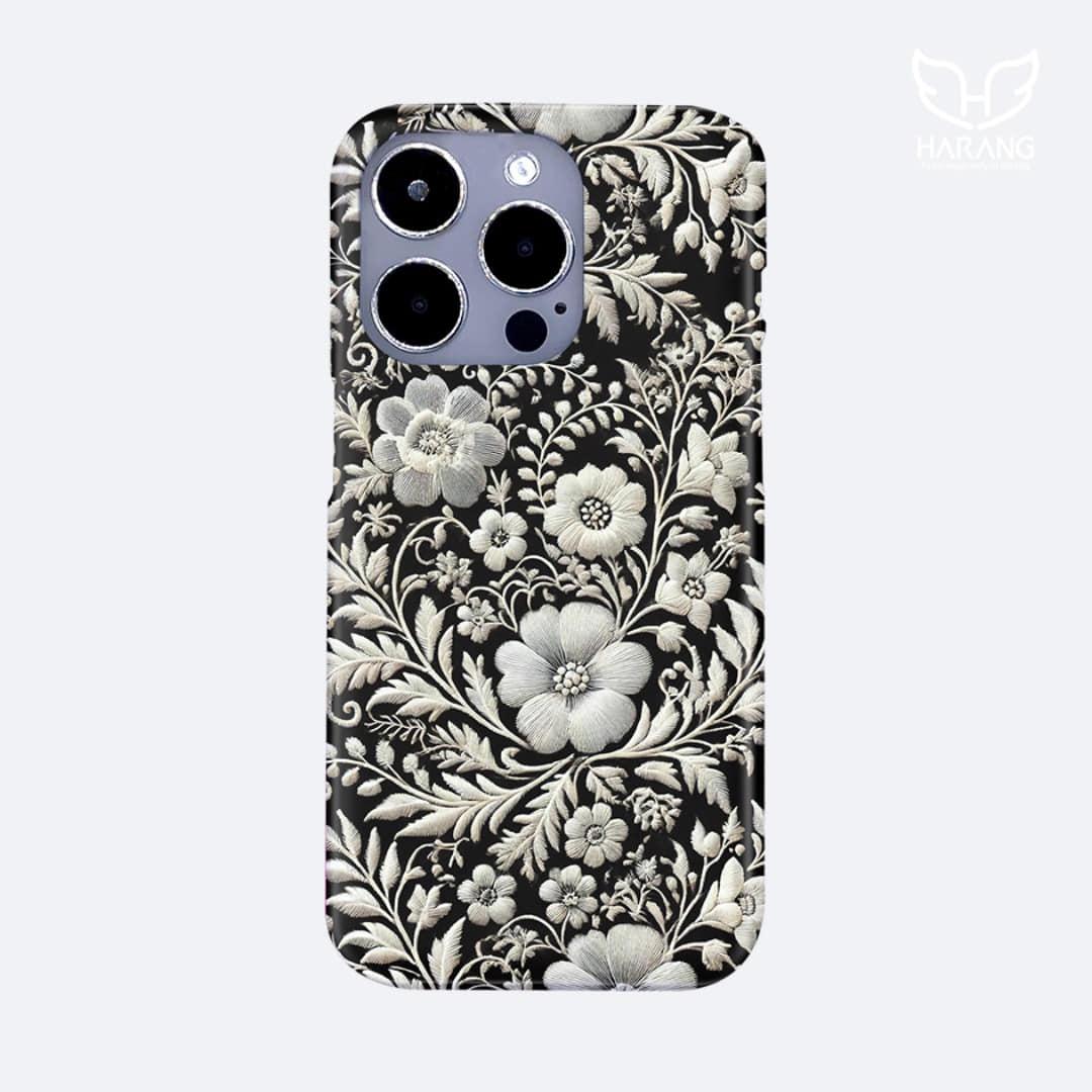 하랑 한국의 미 은빛 꽃의 선율 자수화 갤럭시 아이폰 핸드폰 케이스