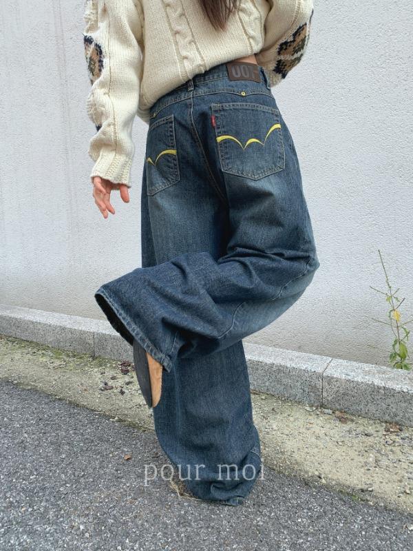 1130 옐로 포인트 와이드 팬츠