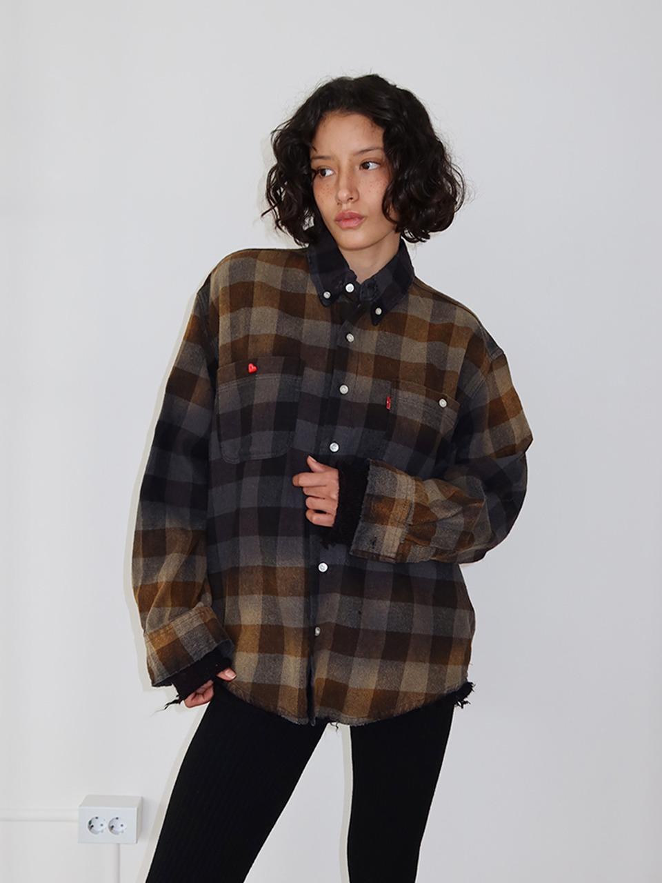 Vintage Washed Check Shirts_Charcoal