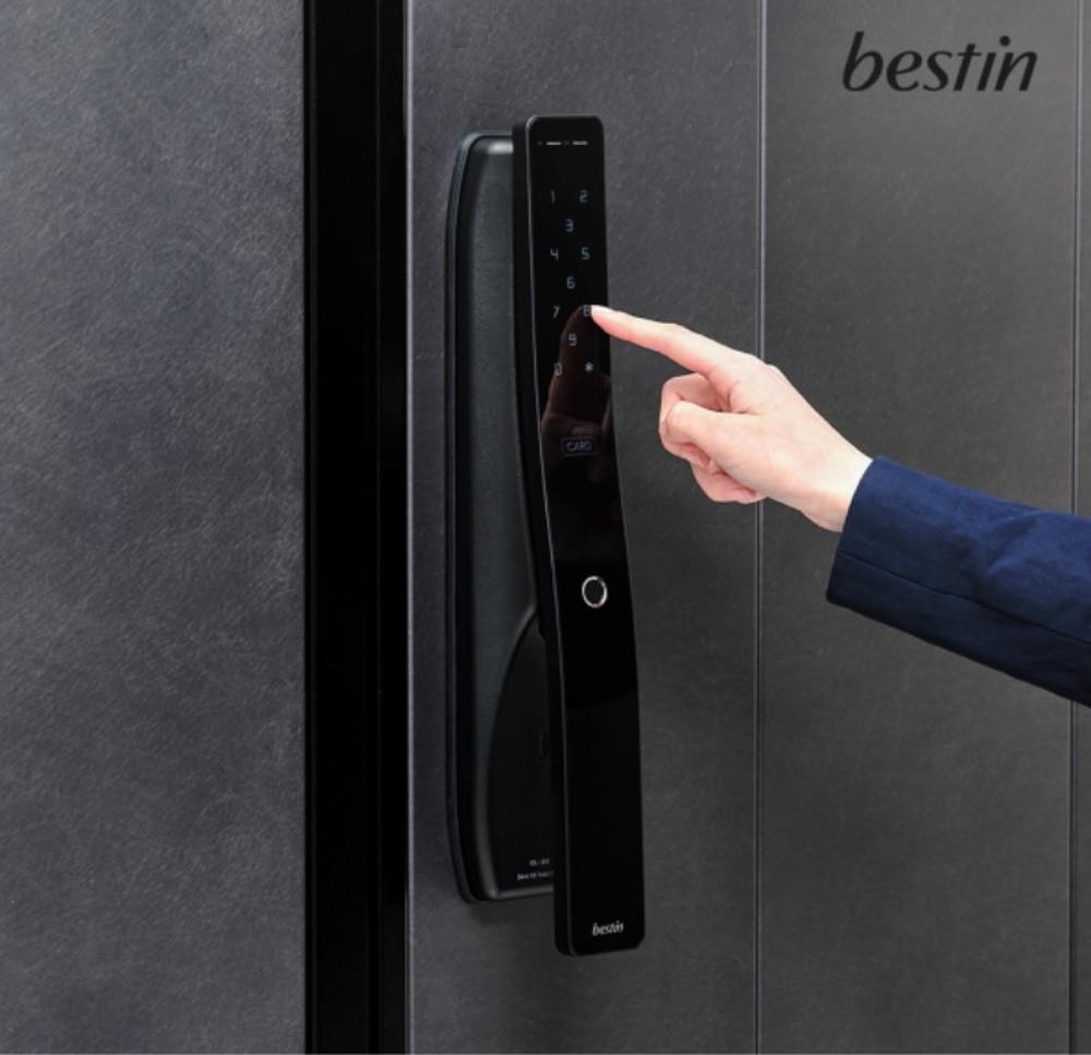 베스틴 IDL-300FWNK 디지털 도어락 지문인식 유광 블랙(번호+카드+지문)