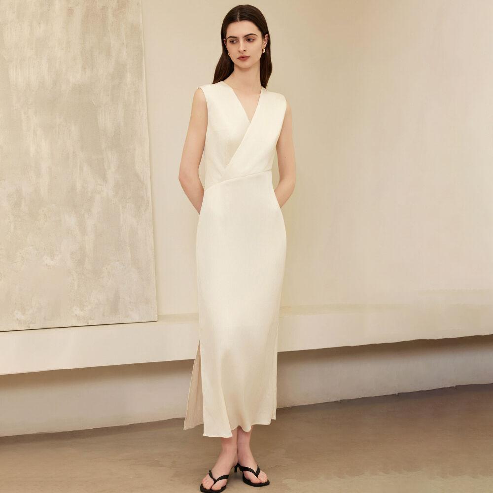 YY_V-neck sleeveless long dress