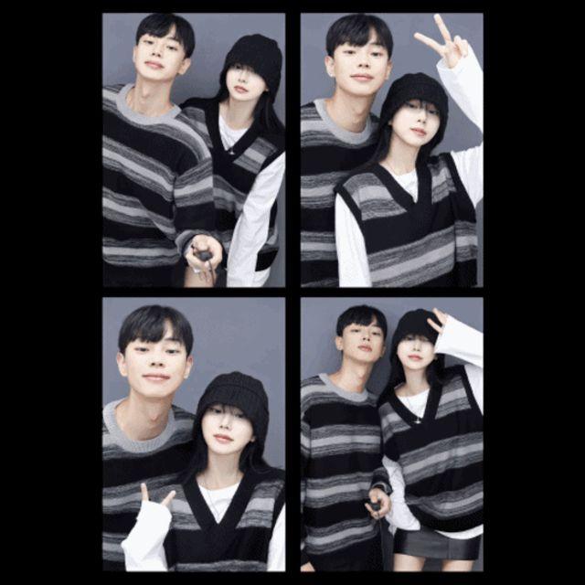 믹스 베스트 & 니트 시밀러 (2color) #1640  오버핏/스트라이프/꾸안꾸/MIX/빅사이즈/크리스마스/커플/남여공용/유니섹스/데일리/룩