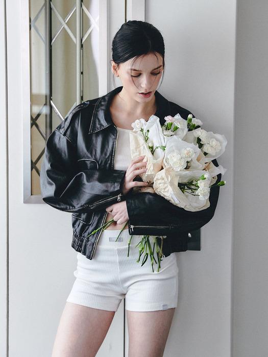WASHING ECO LEATHER JUMPER [BLACK]
