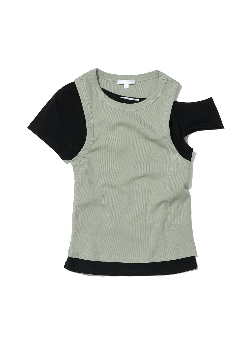 [WOMEN] PWC (SET) UNBALANCE DOUBLE LAYERED TOP_BLACK