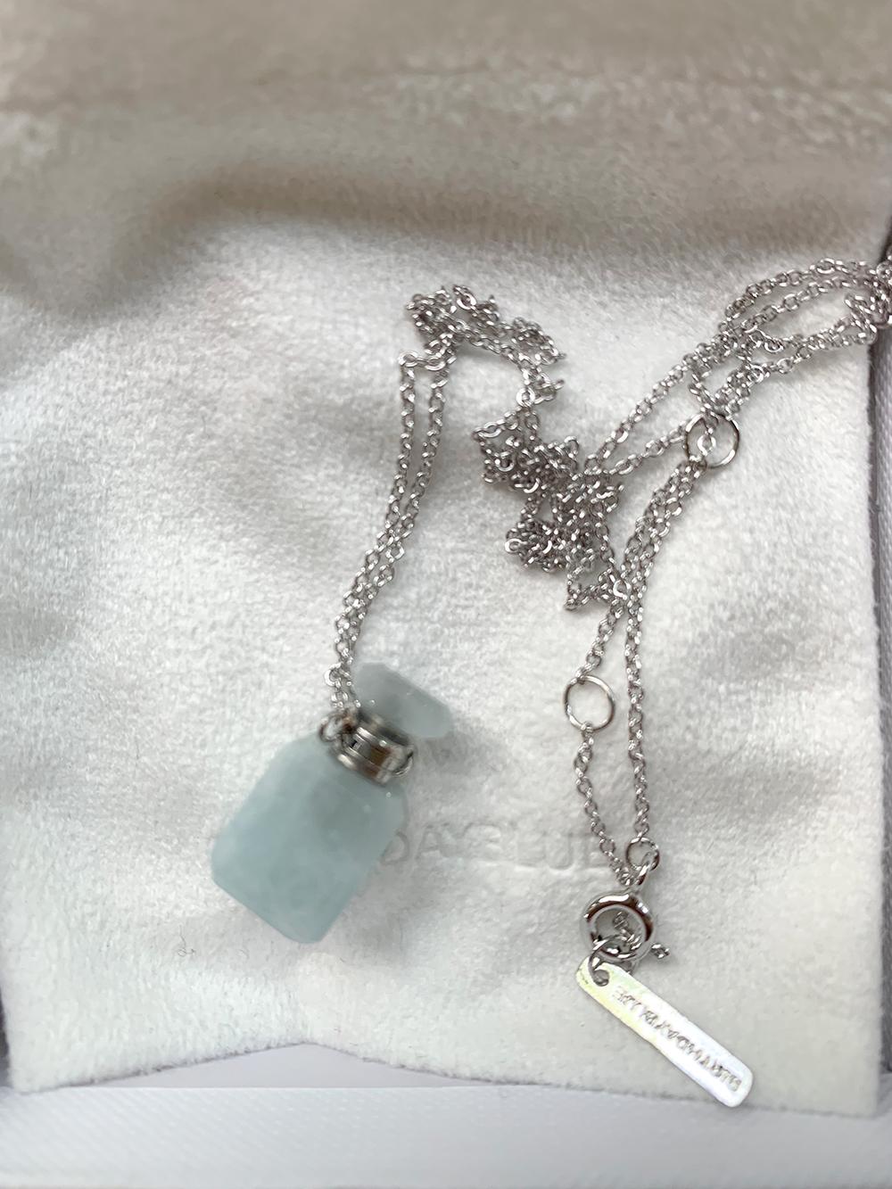Aquamarine Perfume Necklace(Silver)