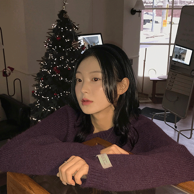 [포도컬러🍇/헤어리] 울포근패치래글런니트티 (2color)