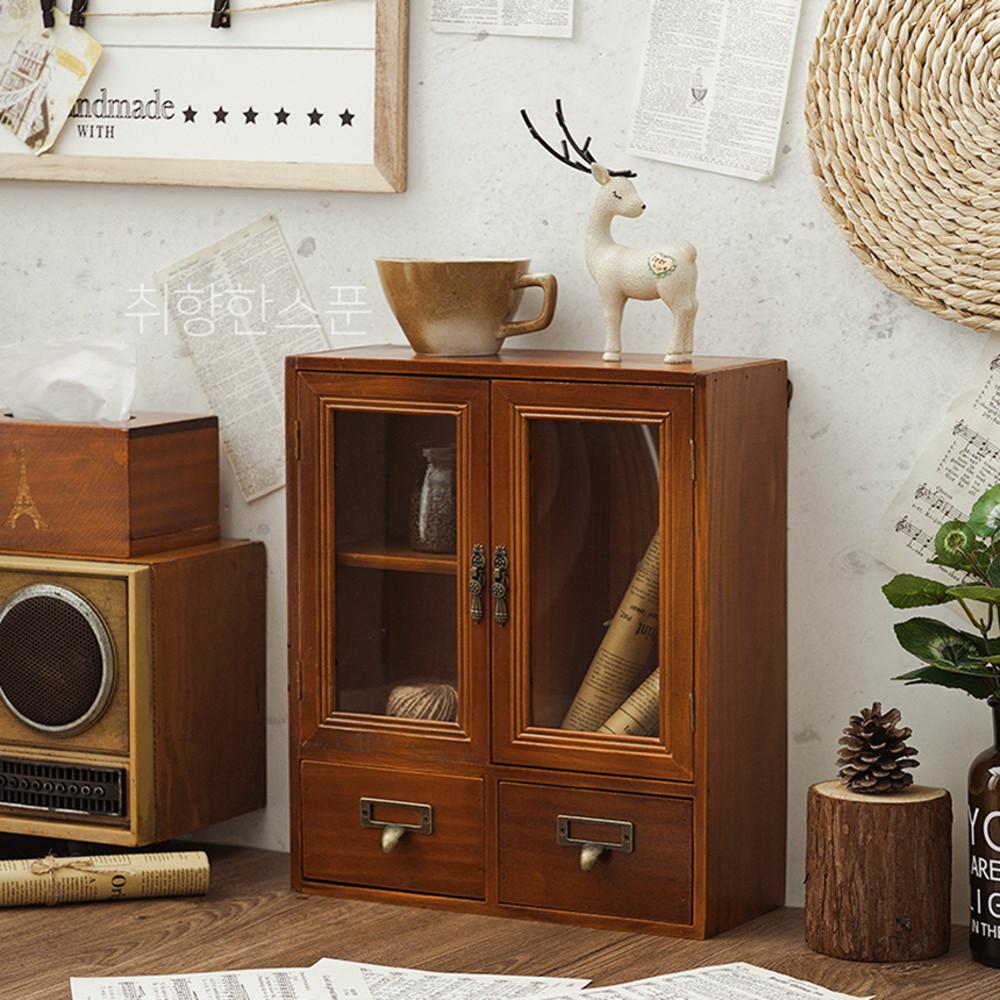 엔틱 인테리어 우드 미니 장식장 3종 원목 인형장식장