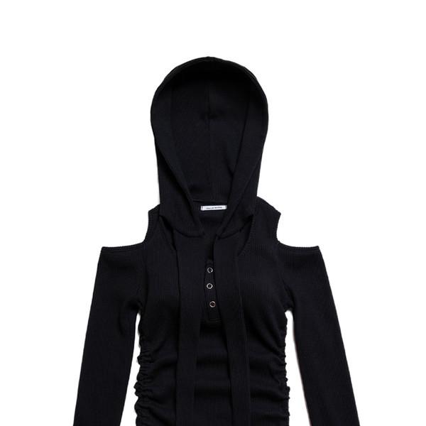 [3차예약발송 4월18일 발송]OFF SHOULDER HOODED LONG SLEEVE BLACK