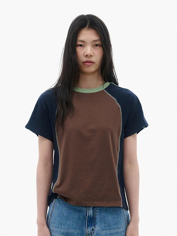 [5/23 예약배송] Block Short Sleeve T-shirt / Brown