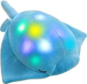 Glow Guards 12" Ray Light up Stuffed Sea Animal Soft Plush Toy with LED Night Lights Glow in The Dark Christmas Birthday Gifts for Toddler Kid