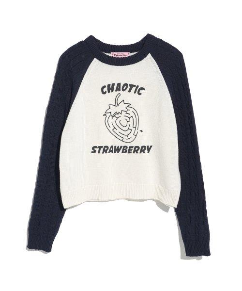 CHAOTIC STRAWBERRY KNIT_NAVY