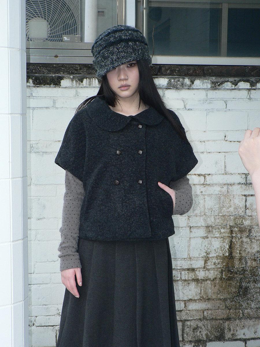 ang:project Vintage lapel collar wool short-sleeve jacket