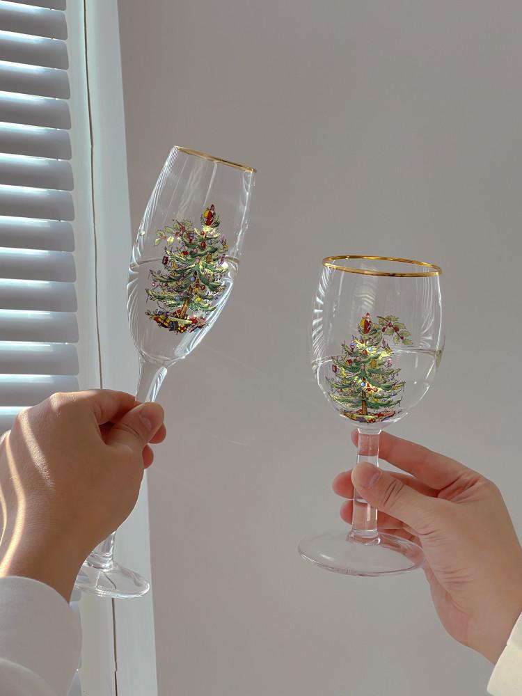 쏠띵즈 크리스마스 산타 연말 투명 5가지타입 글라스 고블렛잔
