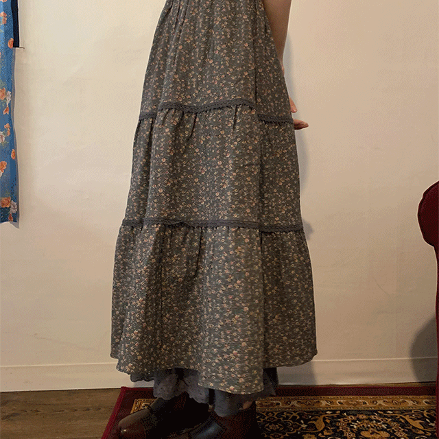 Flower vintage cancan skirt 2 color