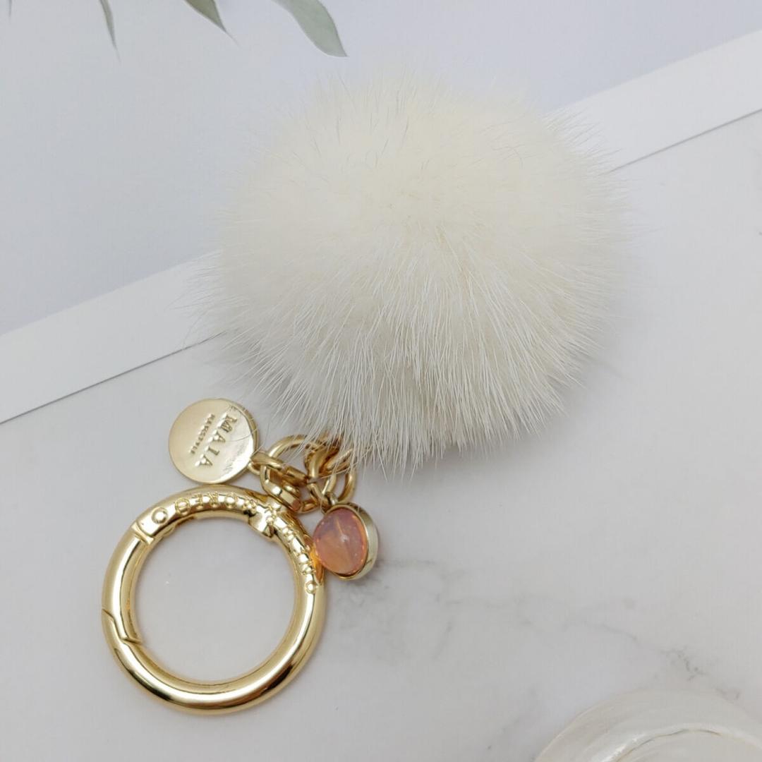 [마이아] 밍크털 키링& 참장식-아이보리