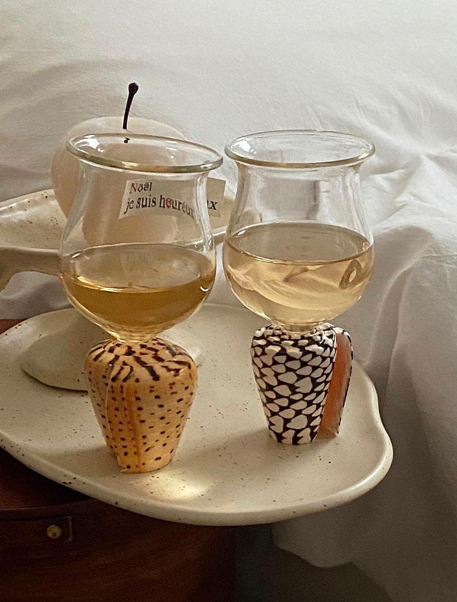 불규칙 패턴 2color 소라 고블렛 글라스잔