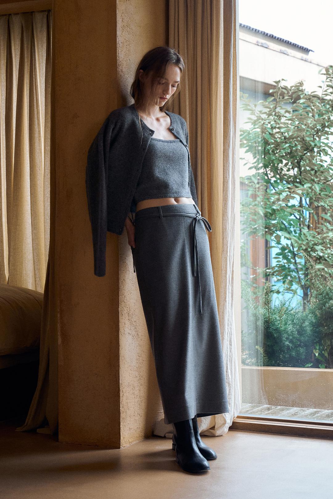 Double Stitch Skirt[LMBEAU24SK402]-Gray