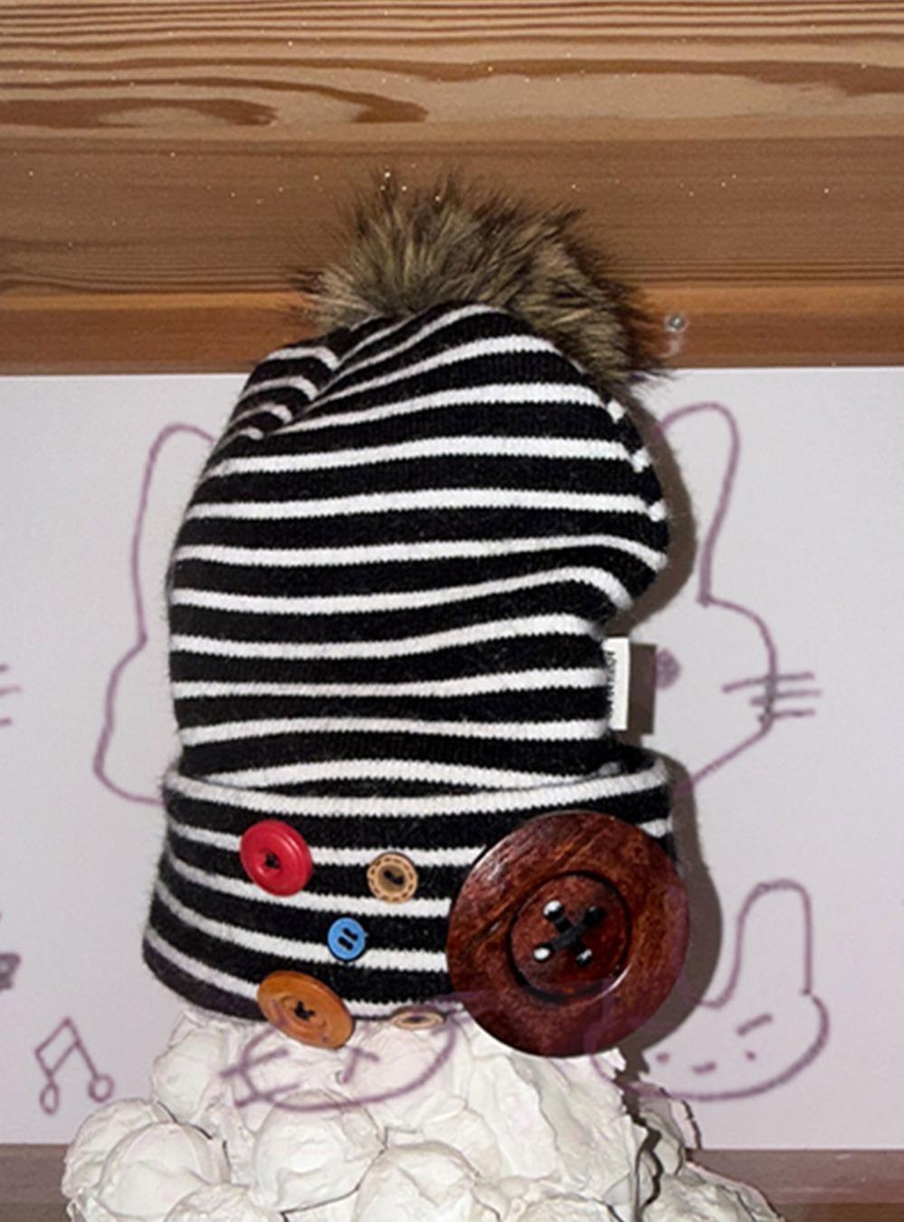 Cute Button Detail Monster Cap