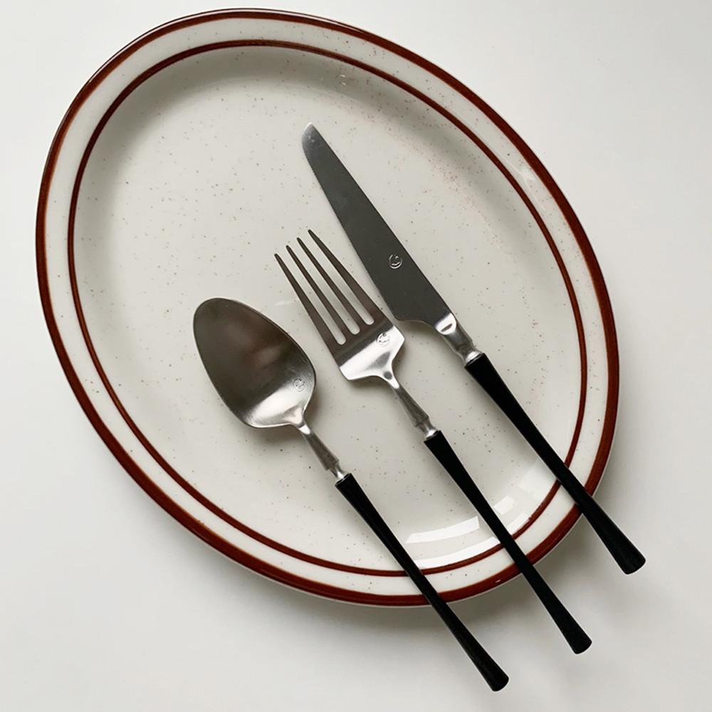 벨르 BELLE 커트러리 블랙실버 브런치 세트 스푼 포크 나이프