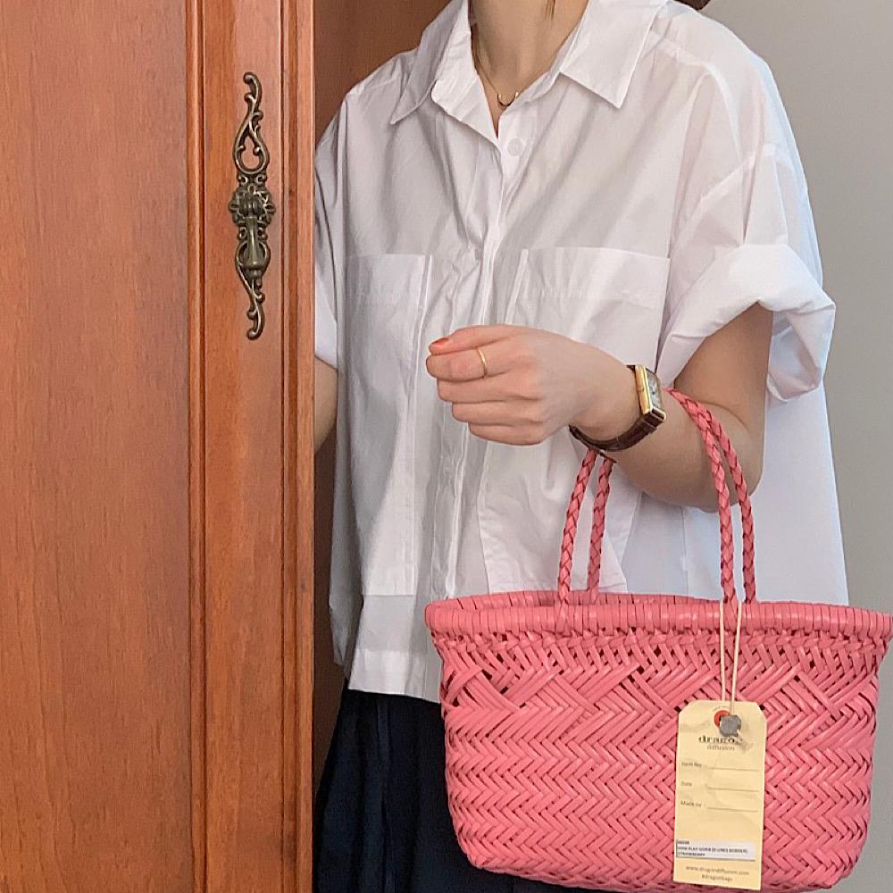여자 루즈핏 크롭 숏 키작녀코디 면 코튼 포켓 네이비 아이보리 소라 캐주얼 반팔 셔츠