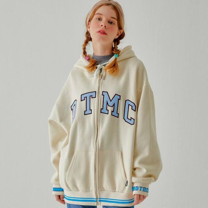 DTMC소매레터링 후드집업-IVORY