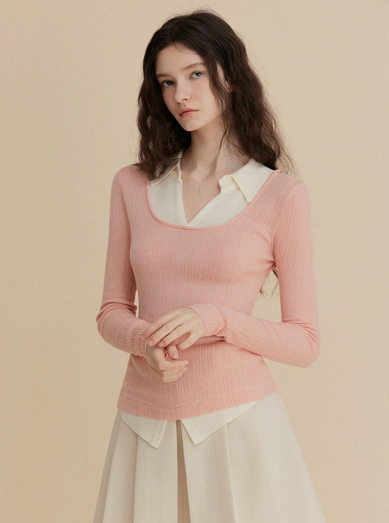 트위 [누적1만장/25SS🌷/정향'pick] 벨롯 투톤 레이어 니트