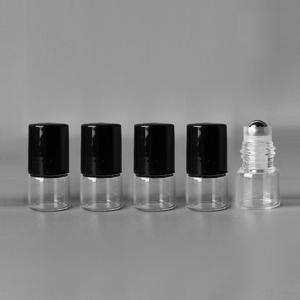 미니 롤온 1ml 향수 아로마 원형 유리 공병 파스텔 블랙