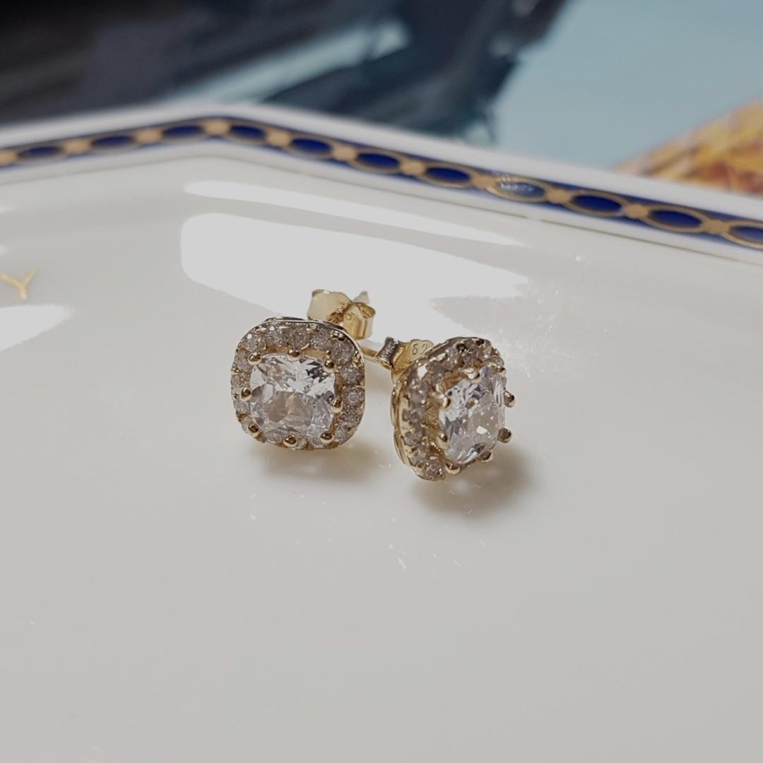 Blenheim Cushion Petit Earrings (#silver#gold)