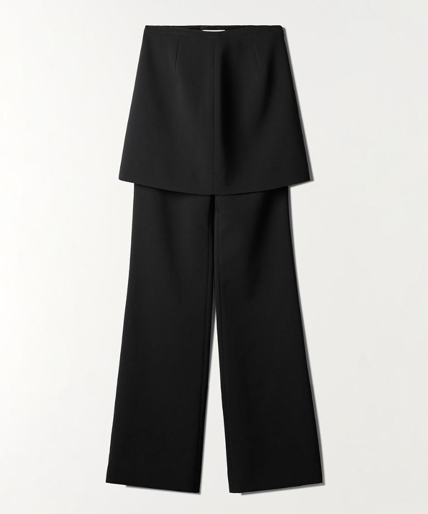 LAYERED FLARE SKIRT PANTS BLACK