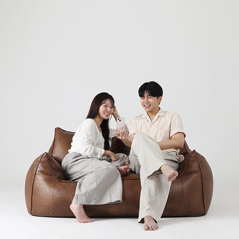 플래지어 톰 소프트 기능성 가죽 2인용 빈백 소파