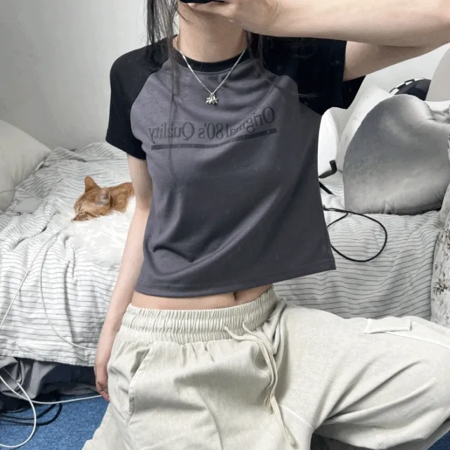 80's raglan crop tee