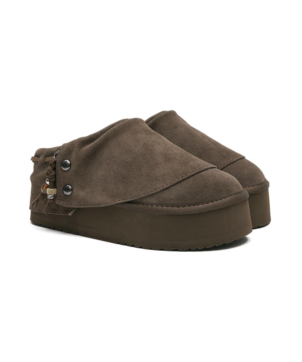 [NEW 10%] STUD MAXI FOLDED MULES - COCOA
