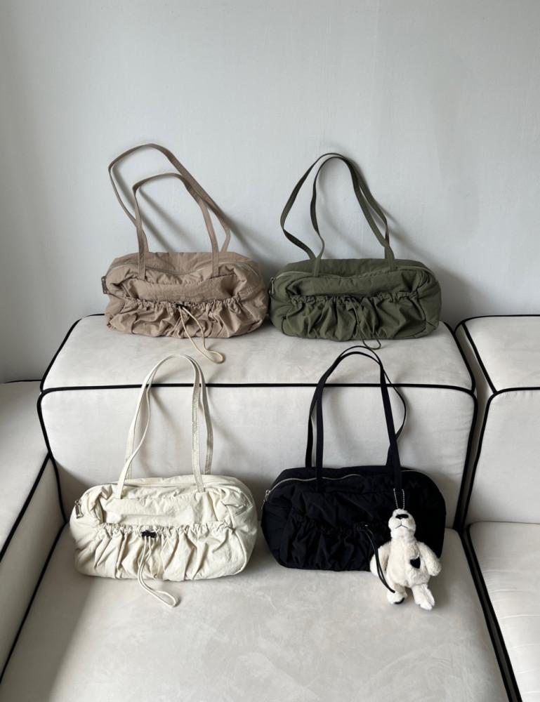 스퀘어 셔링 포켓 나일론 숄더백 가벼운가방 스트링백 4컬러