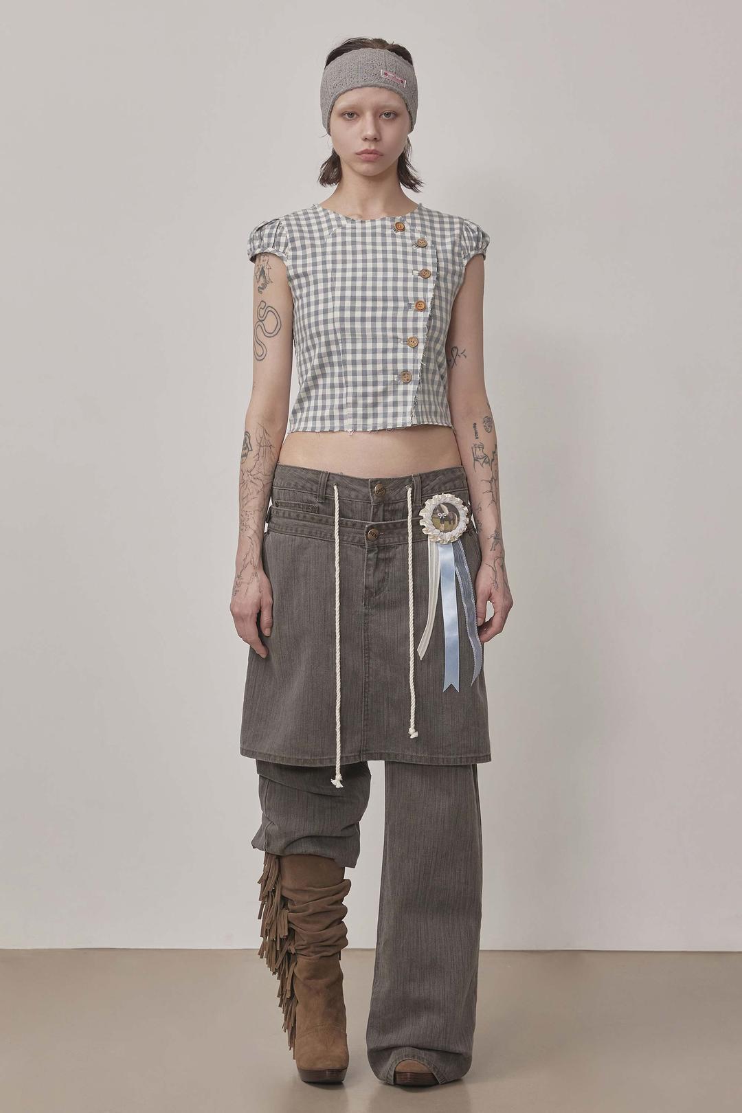 Rosetta Puff Shirt Mint Gingham