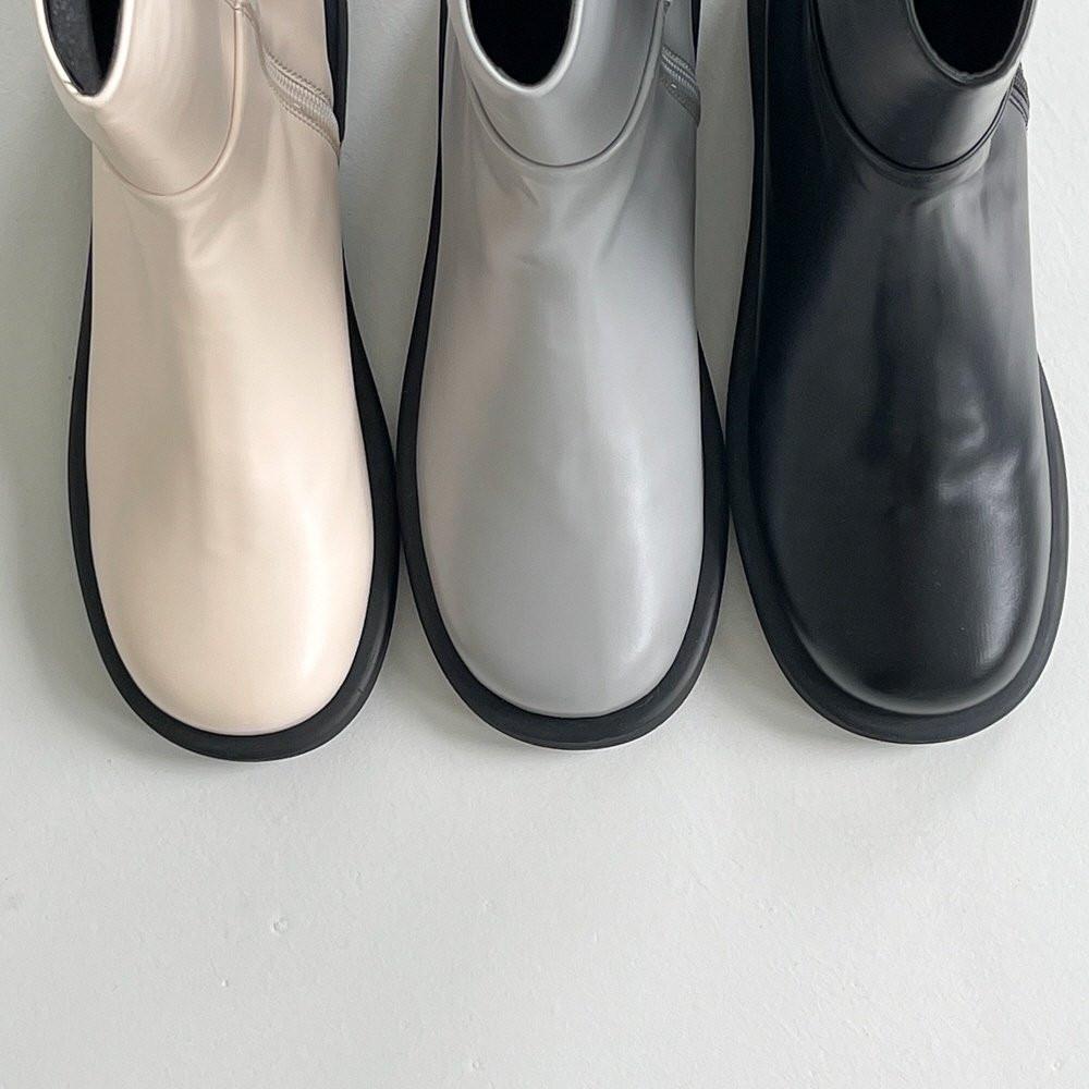 라운드 지퍼 3CM 미들굽 하프 부츠(3컬러)