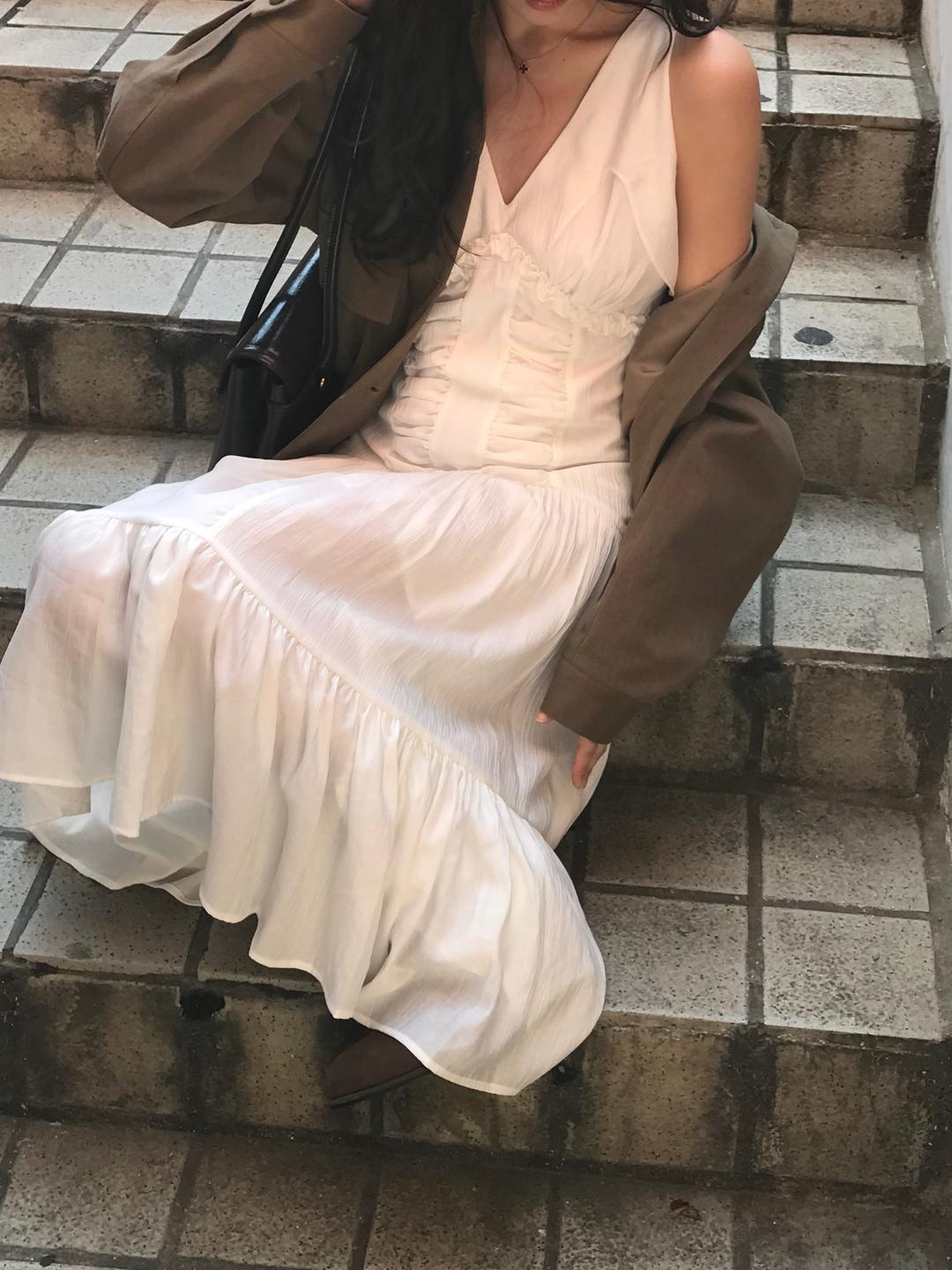 PREFRITT : Marilyn frill shirring bustier dress