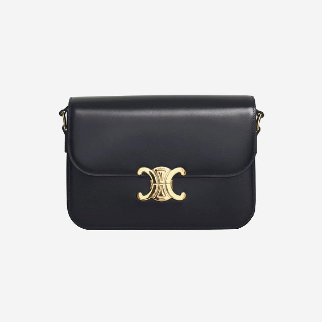 Celine Medium Triomphe Bag in Shiny Calfskin Black