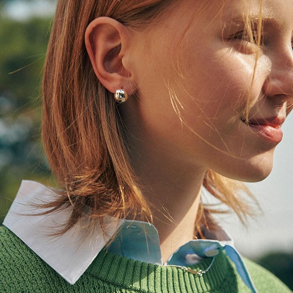 [925 silver] Deux.silver.107 / walnut earring (2 color)