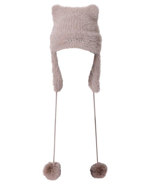 Angora Cat Earworm Beanie_[Brown]