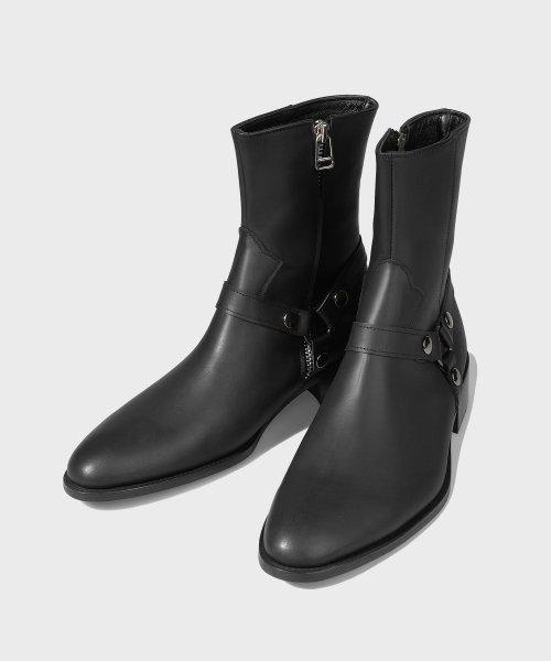 슬림토 벨크로라인 풀업레더 집업부츠 3344 [MATT BLACK]