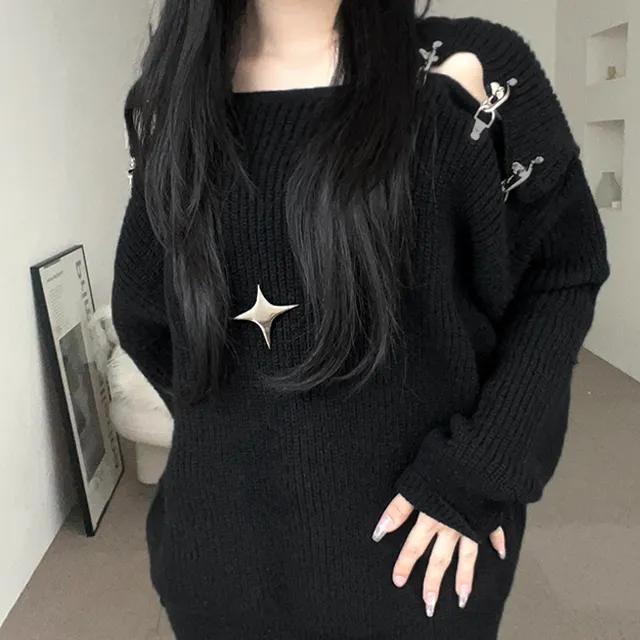 🖤당일출고/몸매커버🖤니트 루즈박시 아방핏 긴팔오프숄더 미니미디 원피스 롱 가을겨울 키작녀 키큰녀 힙한 하의실종 박스티 빅사이즈 팔뚝커버 y2k 옷 크리스마스파티 연말룩 학교축제